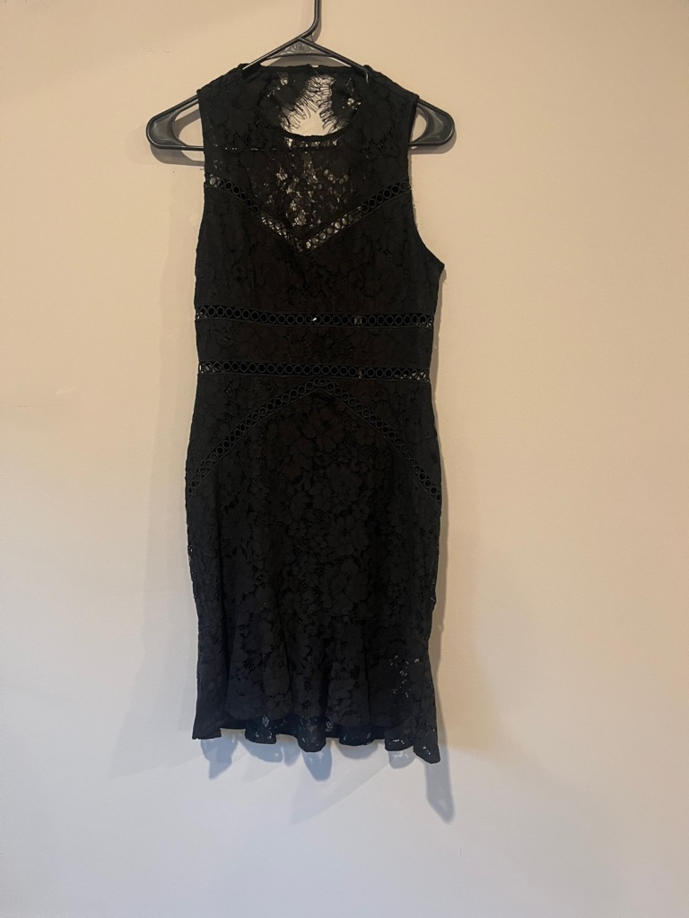 Sleeveless Black Lace Midi Dress with Delicate Trim
